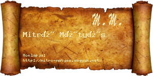 Mitró Mátyás névjegykártya